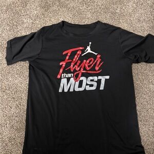 Jordan Black Tee with Red and White Graphics